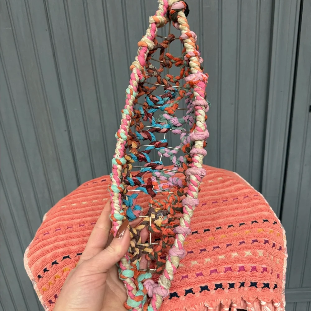 World Market Coral Cotton Towel + Boho Woven Basket Set Bath Decor Boho